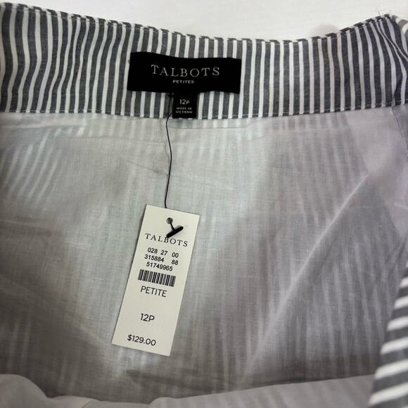 NWT Talbots Black & White A-Line Skirt Pleated Scalloped Embellishments Size 12p - Picture 9 of 10